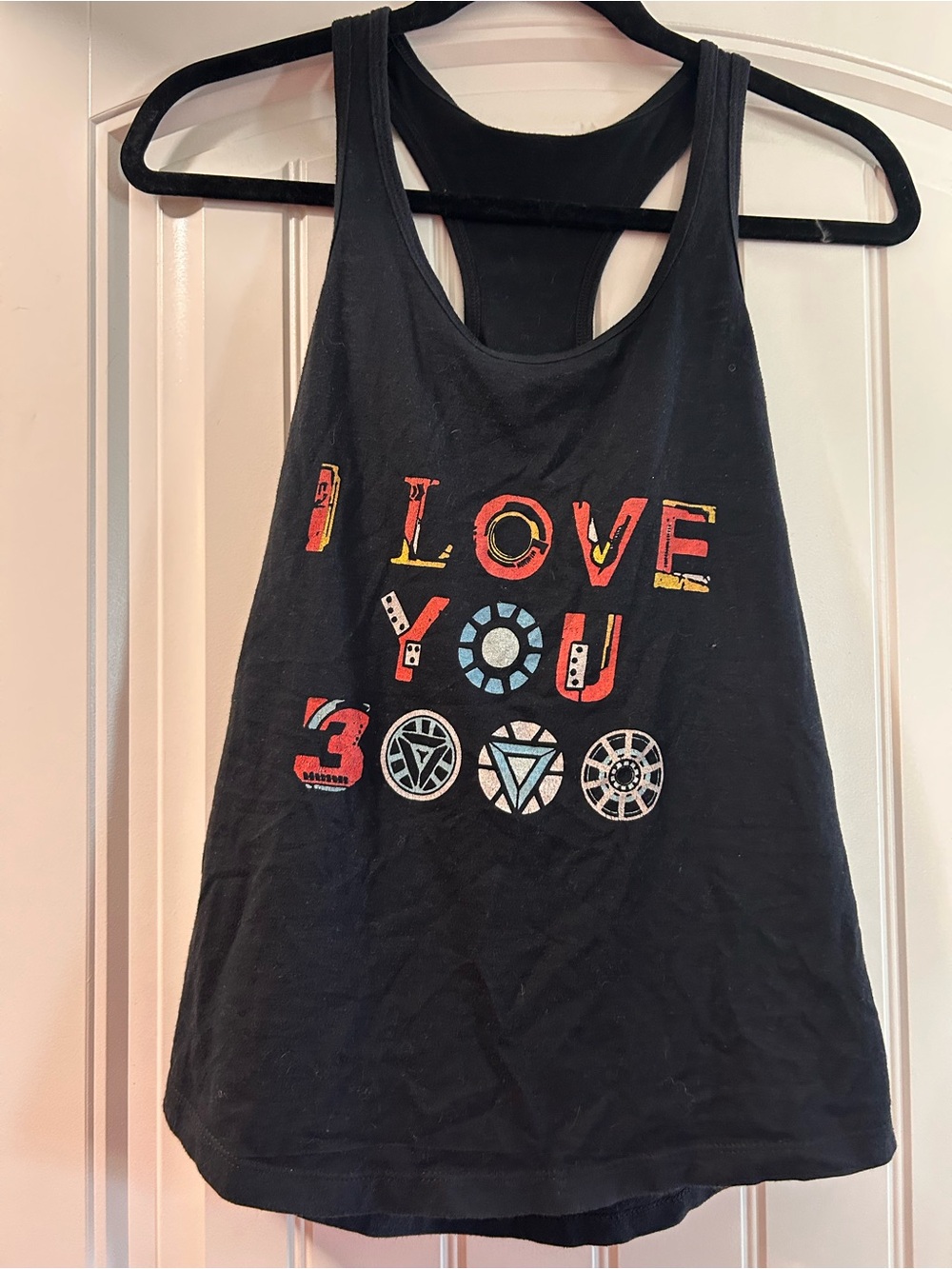 Women’s Black Graphic Racerback Tank Top - I Love You 3000